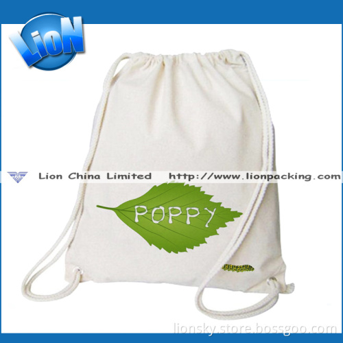 Gently Drawstring Backpack Style White Cotton Bag